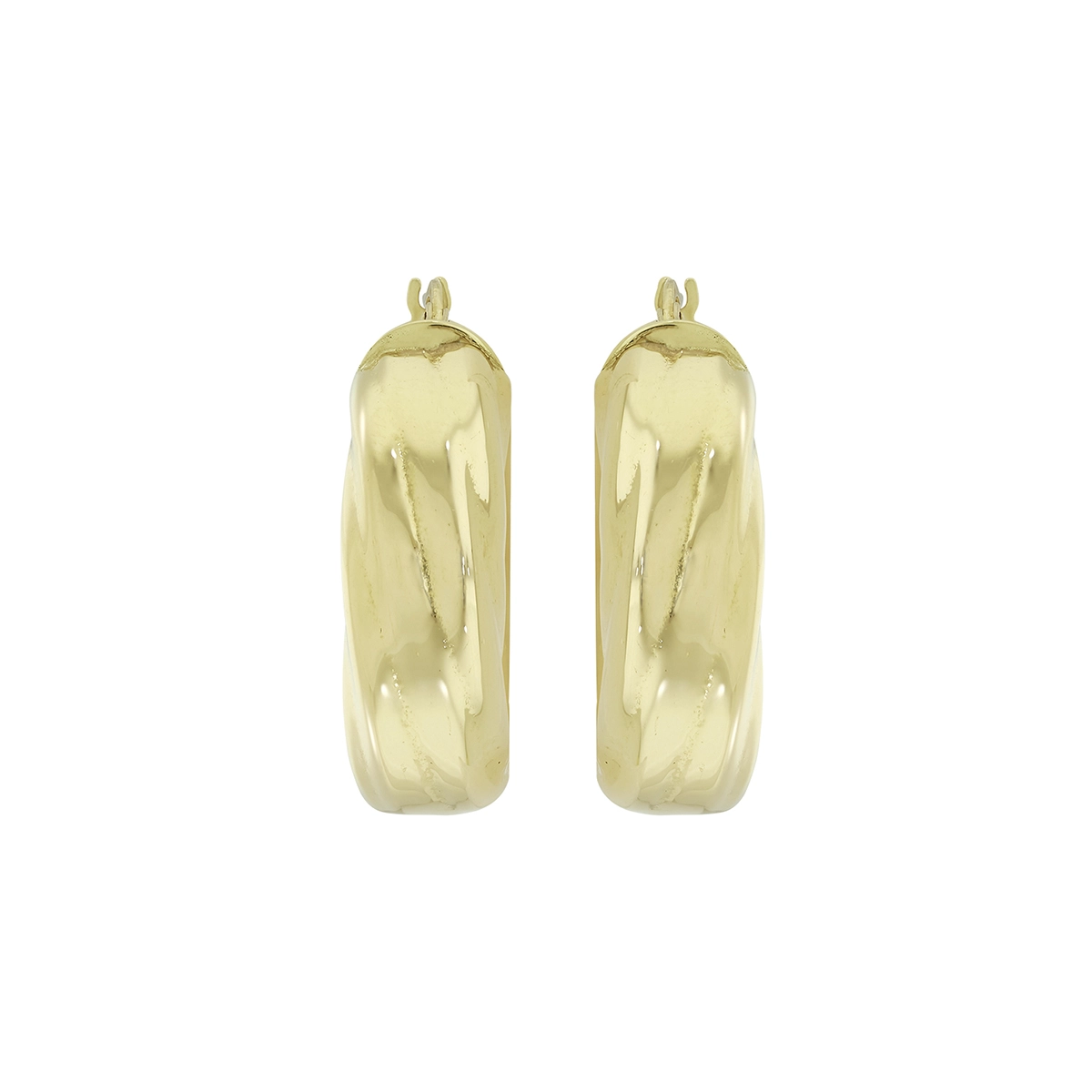 Candongas en oro amarillo de 18 Kilates, Semientorchada, 8.50 mm. de ancho