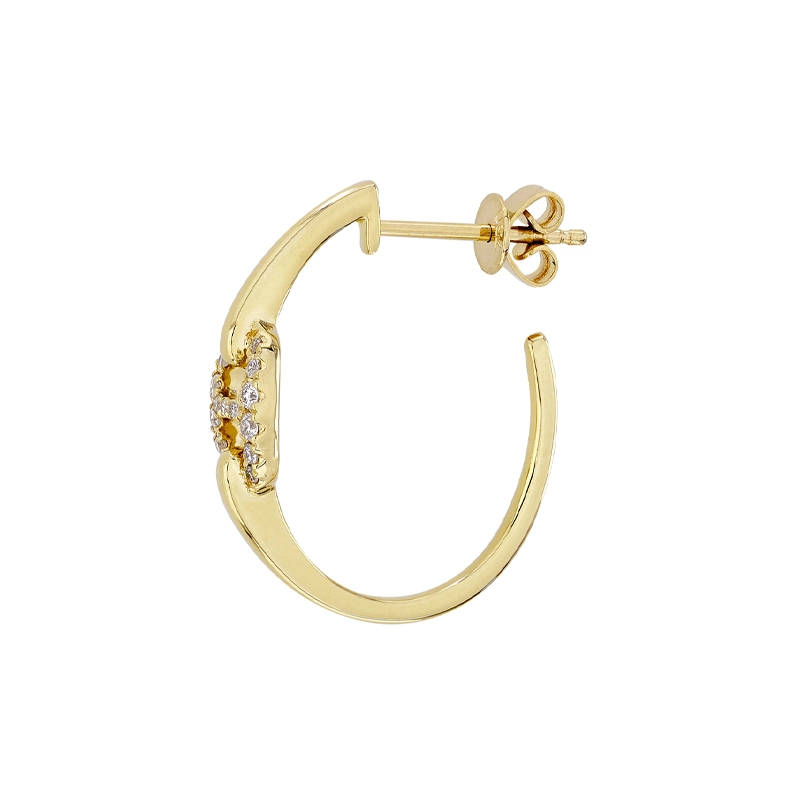 Candongas en oro amarillo de 18 Kilates, Plana, con diamantes de 0.19 Ct, 1 mm. de ancho