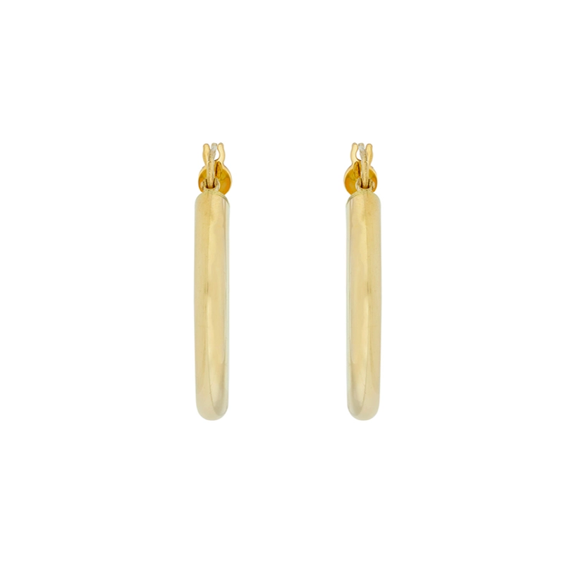 Candongas en oro amarillo de 18 Kilates, Tubo, 3.50 mm. de ancho
