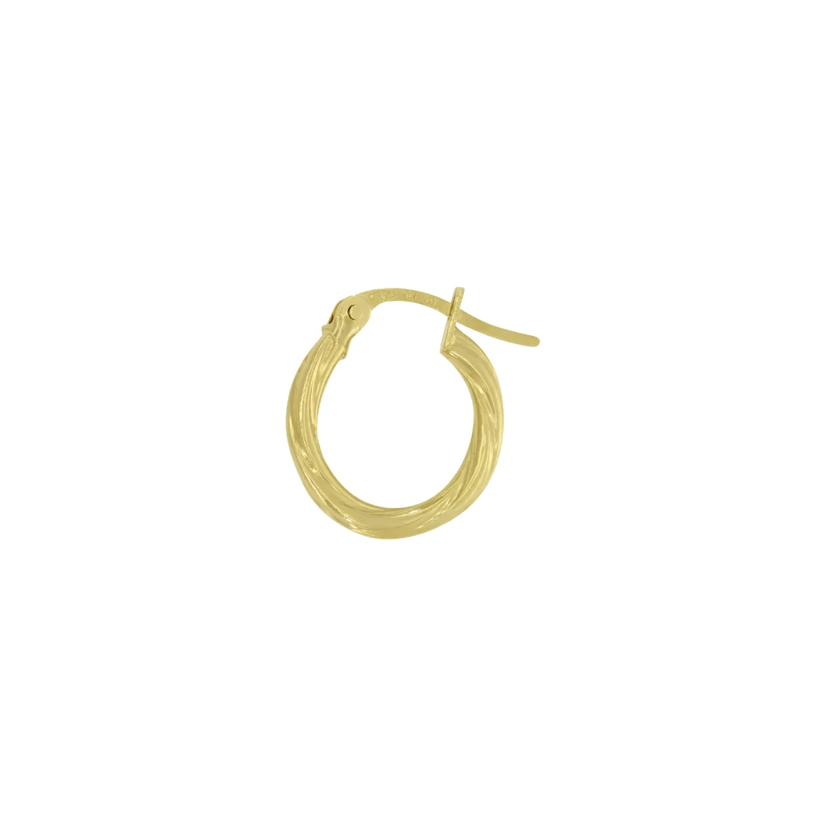 Candongas en oro amarillo de 18 Kilates, Melcocha, 2 mm. de ancho