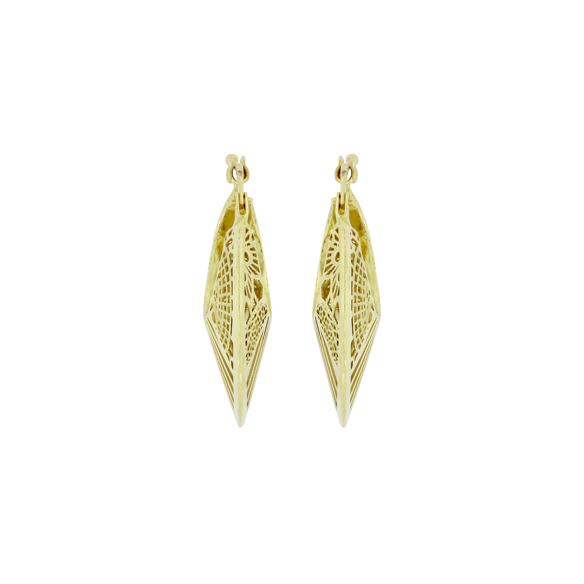 Candongas en oro amarillo de 18 Kilates satinado, Angulo, 6 mm. de ancho