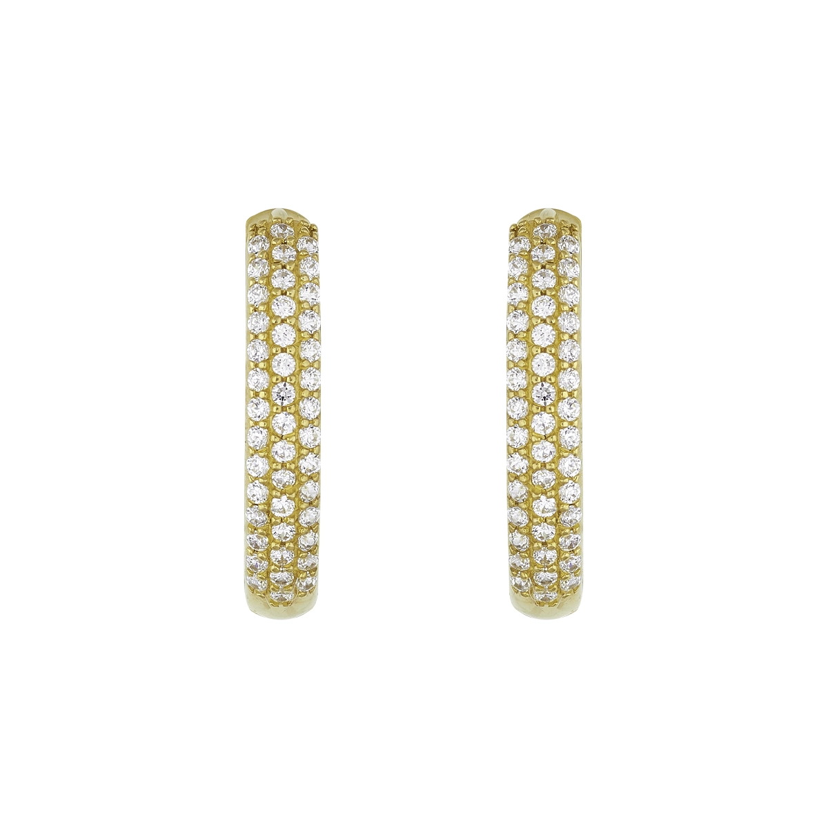 Candongas en oro amarillo de 18 Kilates, 1/2 caña, con zircones, 3.50 mm. de ancho