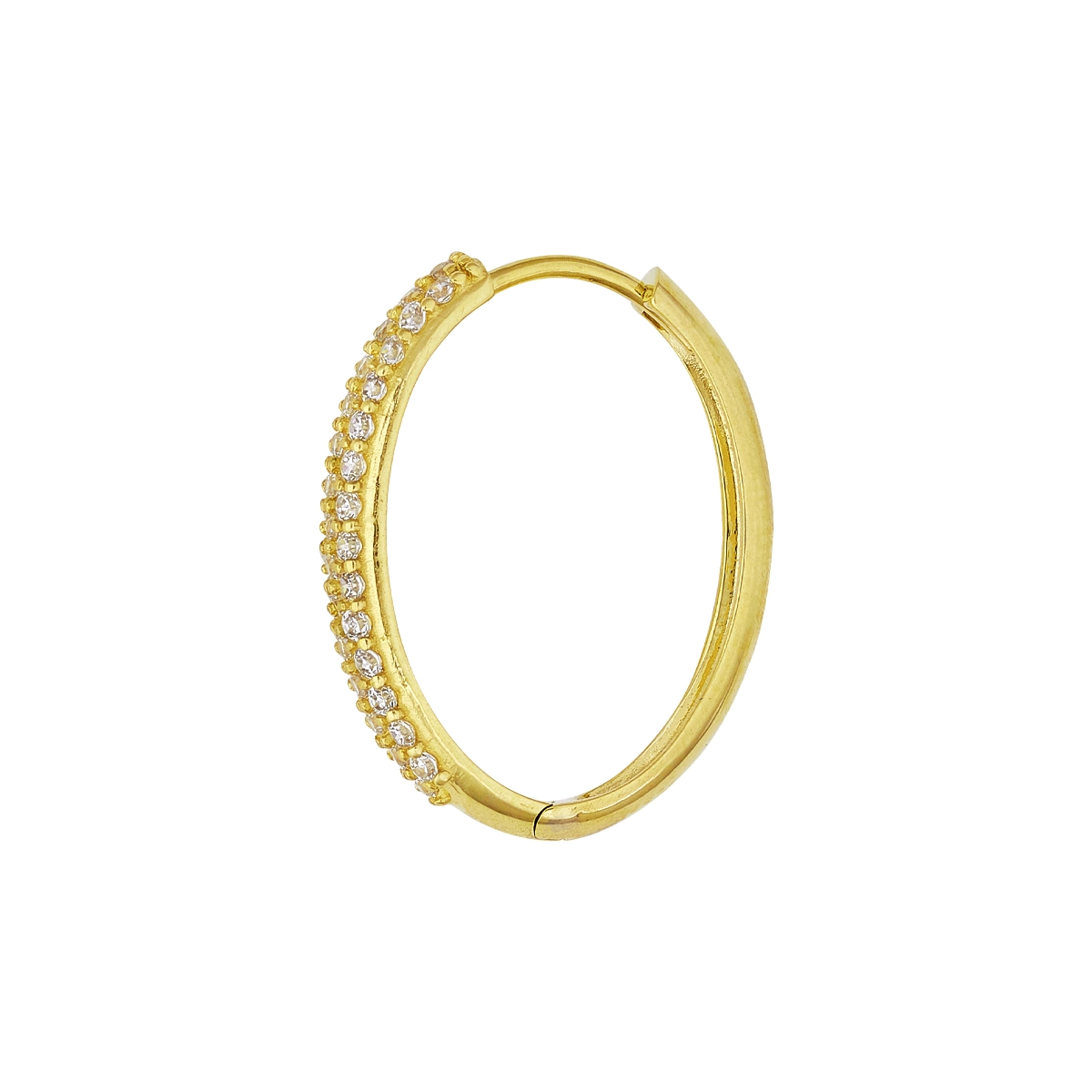 Candongas en oro amarillo de 18 Kilates, 1/2 caña, con zircones, 3.50 mm. de ancho