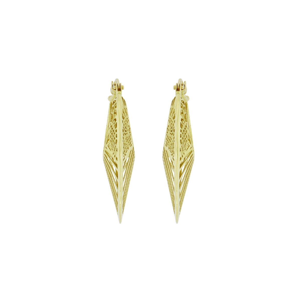 Candongas en oro amarillo de 18 Kilates satinado, Angulo, 4 mm. de ancho