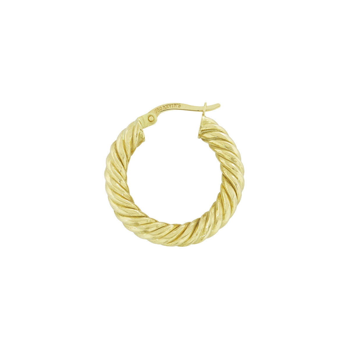 Candongas en oro amarillo de 18 Kilates, Entorchada, 3.50 mm. de ancho