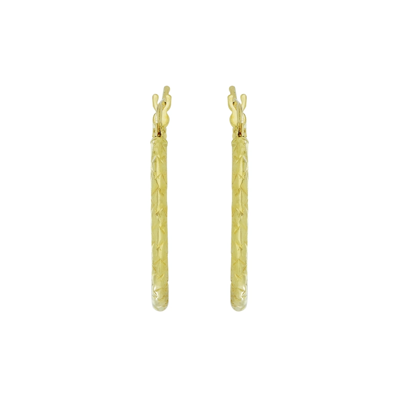 Candongas en oro amarillo de 18 Kilates con visos, Tubo, 2 mm. de ancho