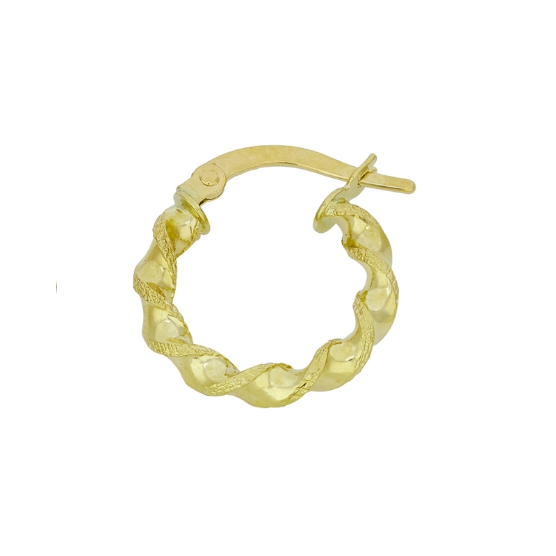 Candongas en oro amarillo de 18 Kilates con visos, Entorchada, 2.50 mm. de ancho
