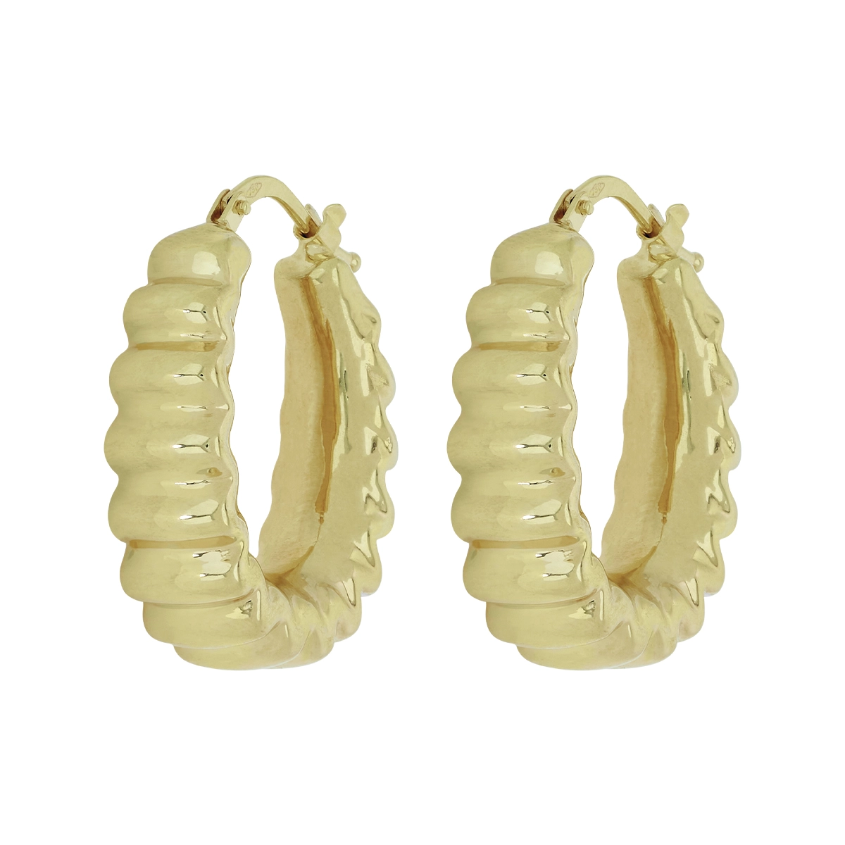 Candongas en oro amarillo de 18 Kilates, Abombada, 5 mm. de ancho