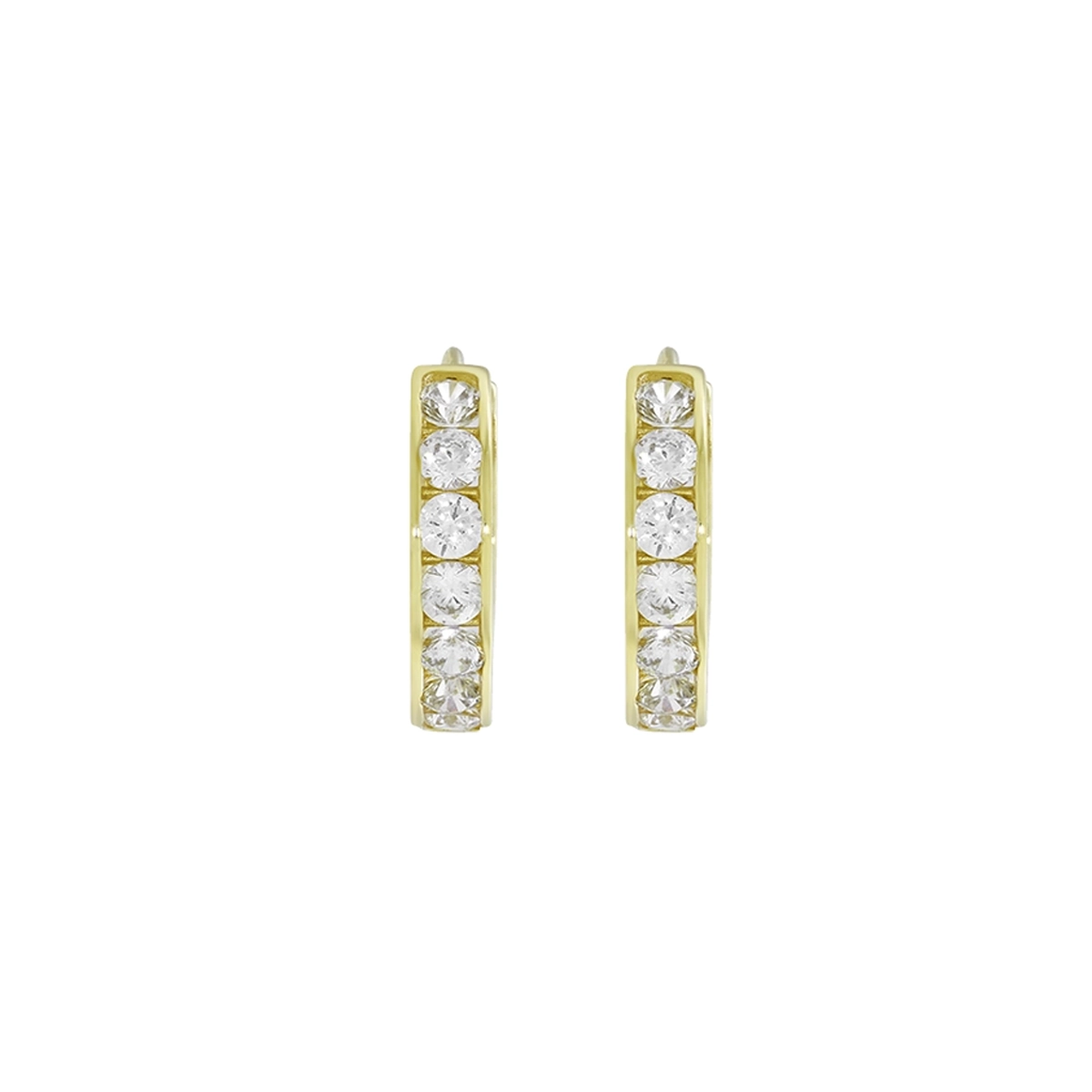 Candongas en oro amarillo de 18 Kilates, Plana, con zircones, 2.50 mm. de ancho