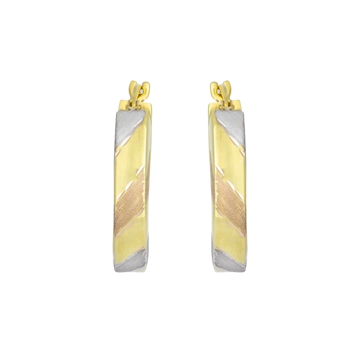 Candongas en oro amarillo de 18 Kilates con visos satinado, Plana, 4 mm. de ancho