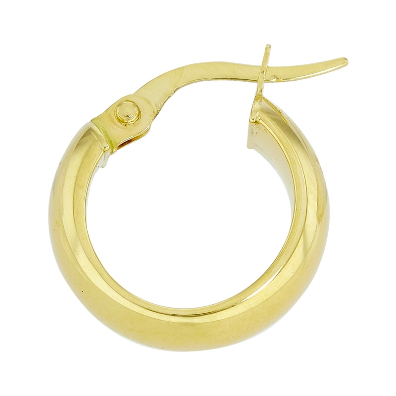 Candongas en oro amarillo de 18 Kilates, 1/2 caña, 4.50 mm. de ancho