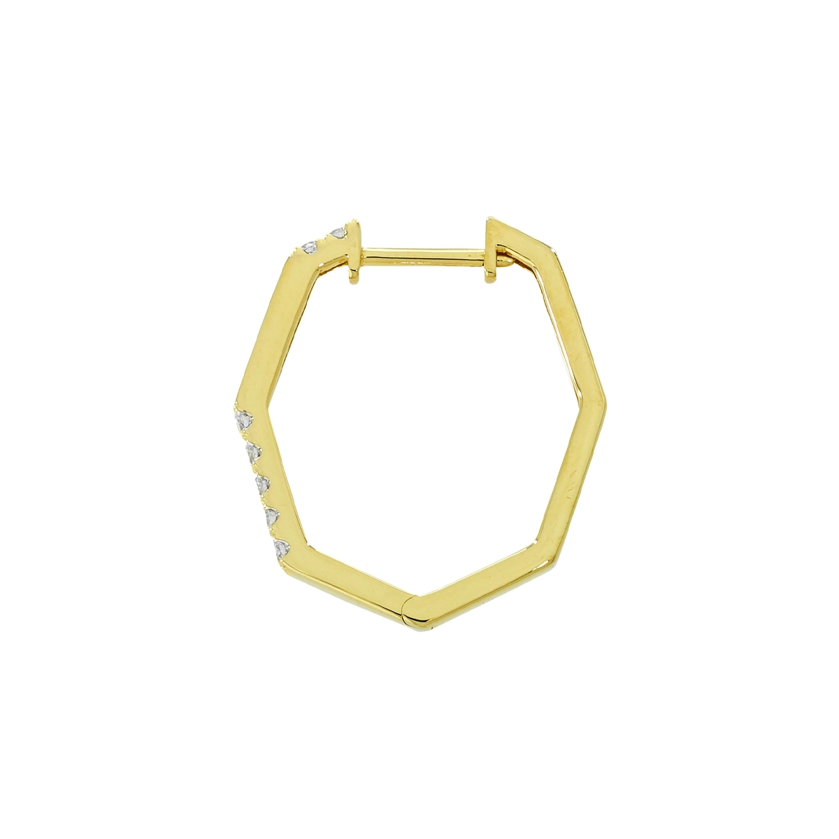 Candongas en oro amarillo de 18 Kilates, Plana, con diamantes de 0.19 Ct, 1.50 mm. de ancho