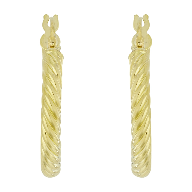 Candongas en oro amarillo de 18 Kilates, Melcocha, 3 mm. de ancho