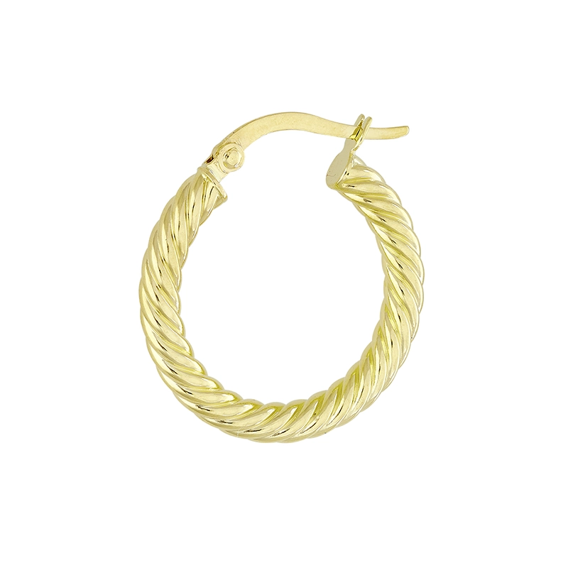 Candongas en oro amarillo de 18 Kilates, Melcocha, 3 mm. de ancho