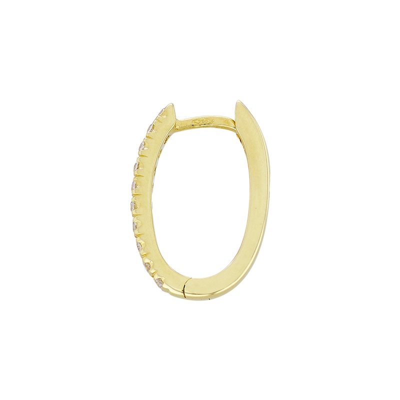Candongas en oro amarillo de 18 Kilates, Plana, con zircones, 1.50 mm. de ancho