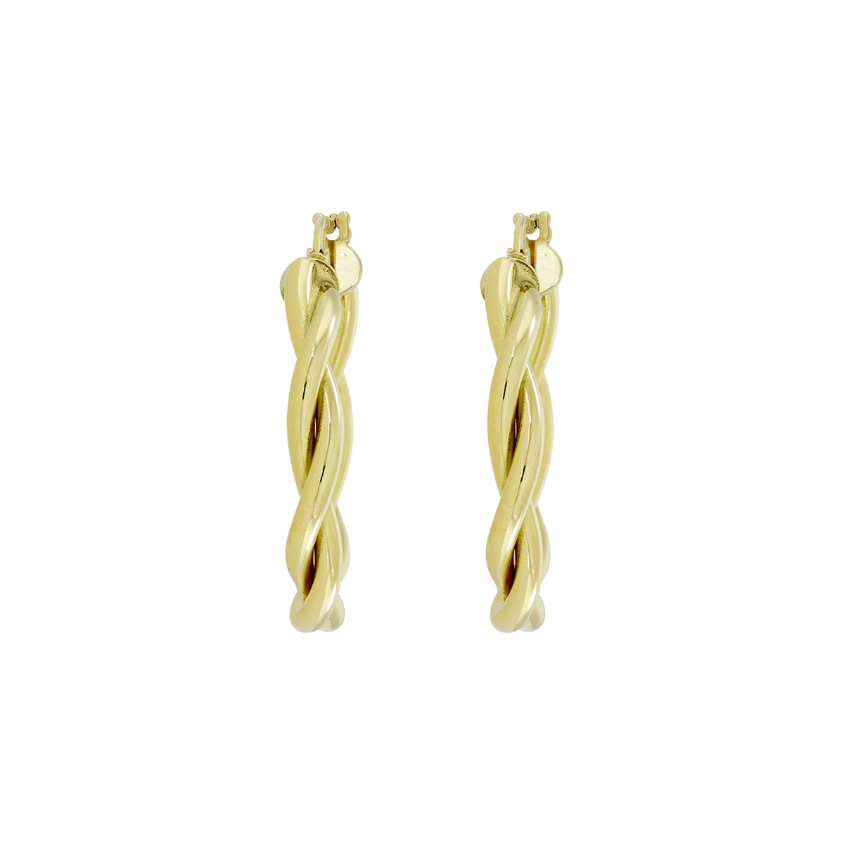 Candongas en oro amarillo de 18 Kilates, Entorchada, 3.50 mm. de ancho