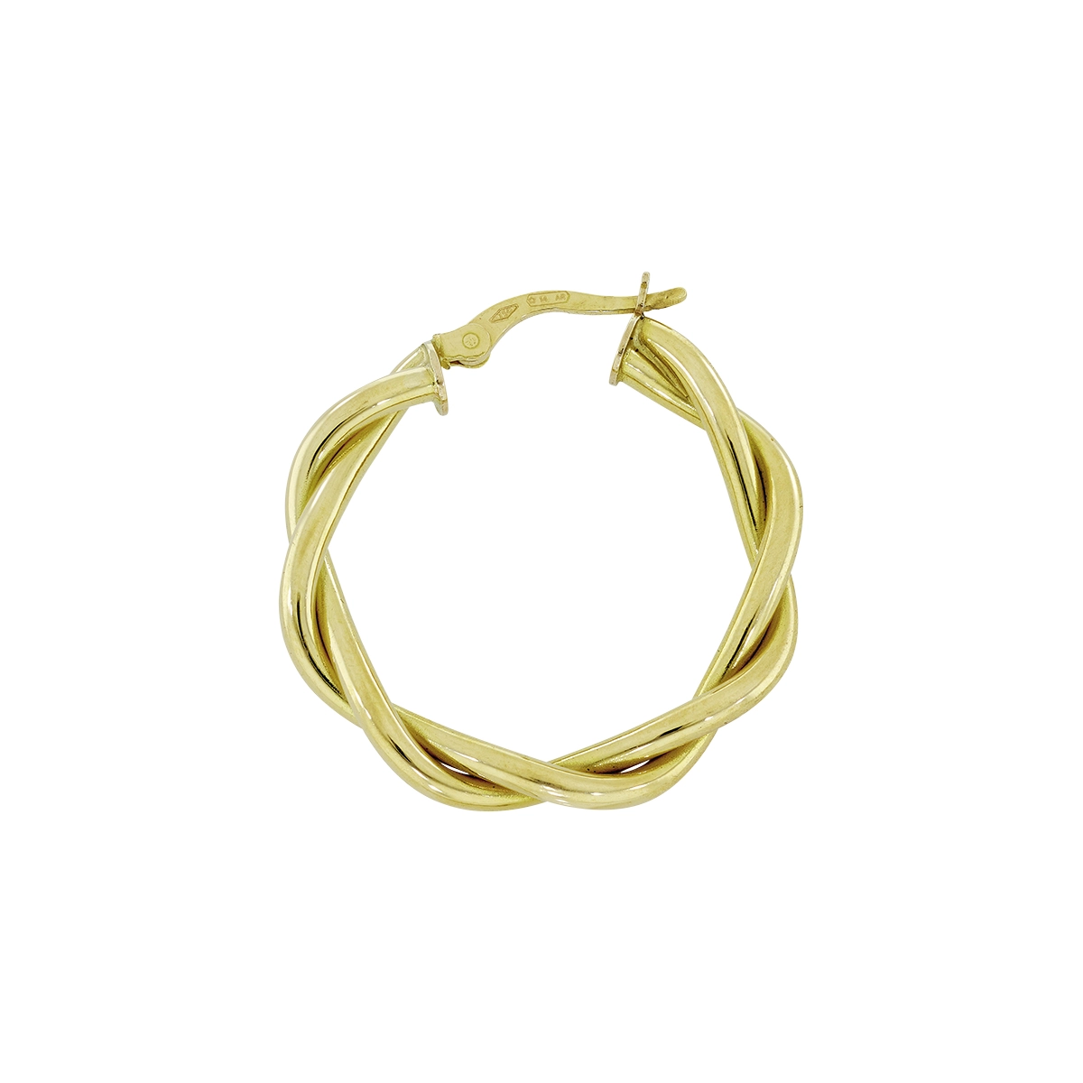 Candongas en oro amarillo de 18 Kilates, Entorchada, 3.50 mm. de ancho