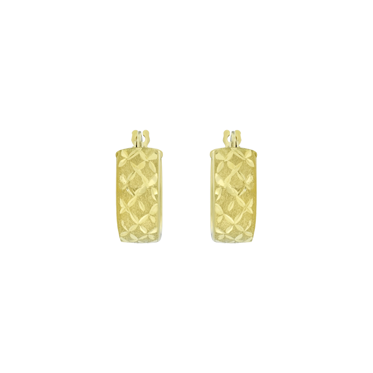 Candongas en oro amarillo de 18 Kilates con visos satinado, 1/2 caña, 6 mm. de ancho