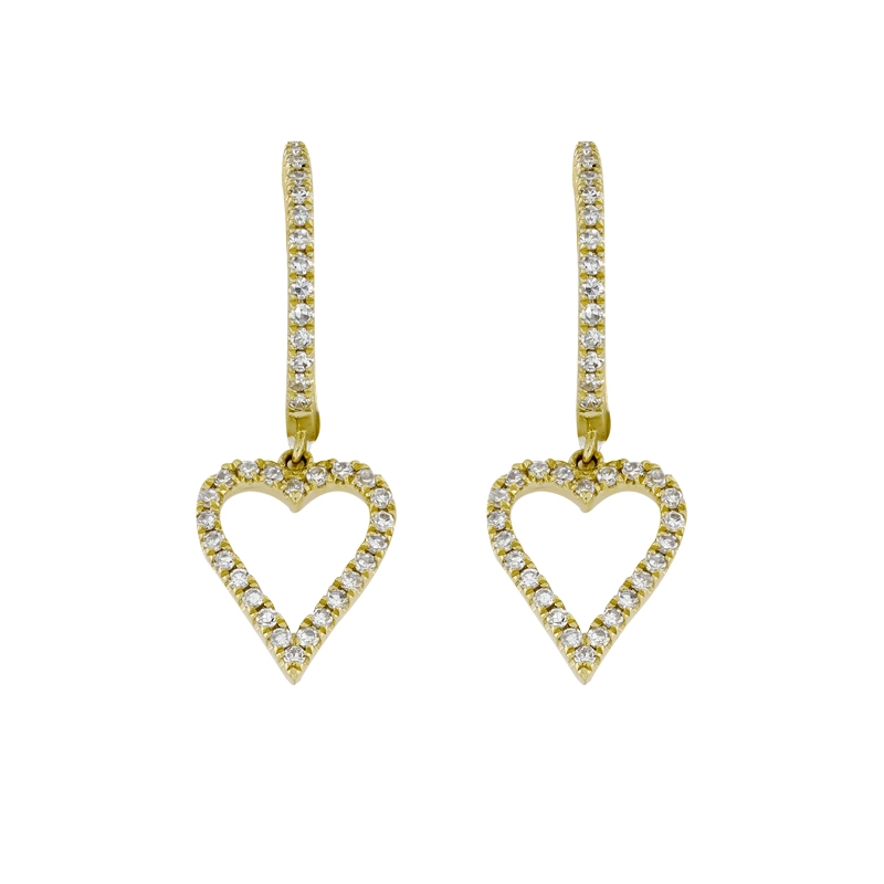 Candongas en oro amarillo de 18 Kilates, Plana, con diamantes de 0.27 Ct, 1 mm. de ancho