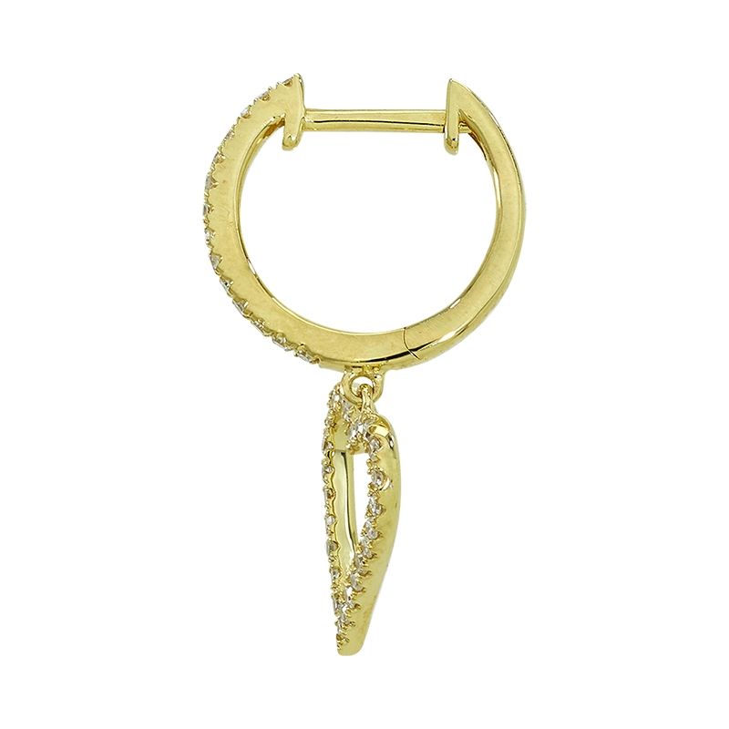 Candongas en oro amarillo de 18 Kilates, Plana, con diamantes de 0.27 Ct, 1 mm. de ancho
