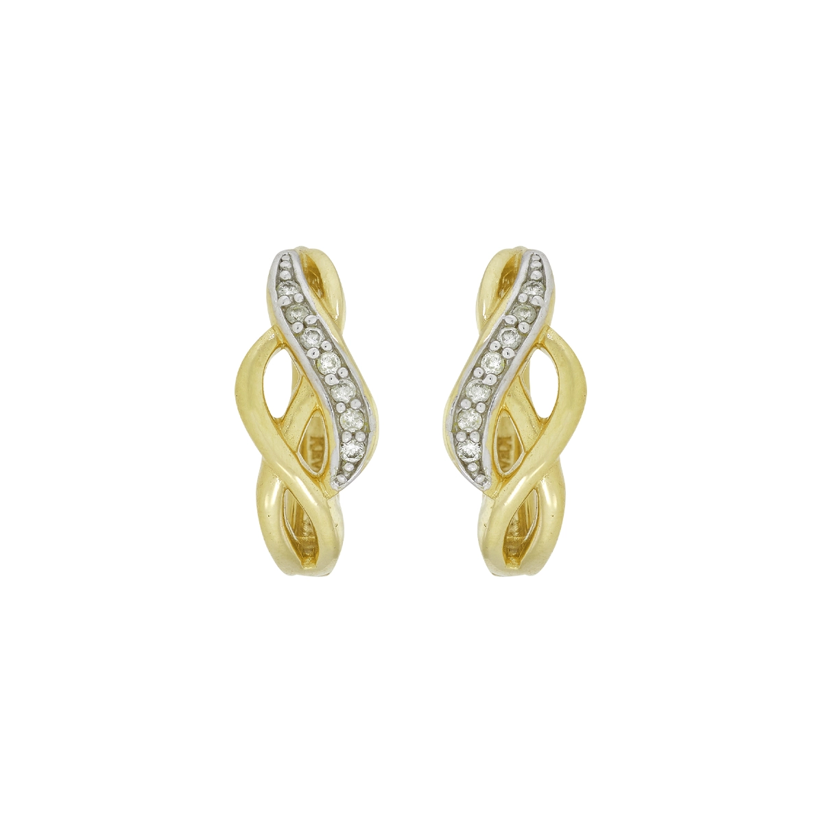 Candongas en oro amarillo de 18 Kilates, con diamantes de 0.07 Ct, 2 mm. de ancho