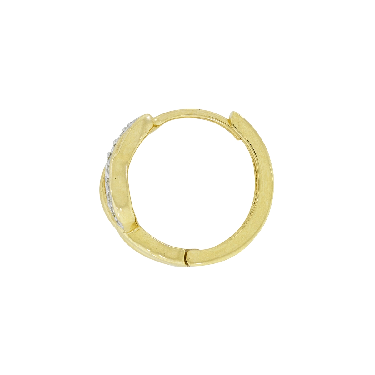 Candongas en oro amarillo de 18 Kilates, con diamantes de 0.07 Ct, 2 mm. de ancho
