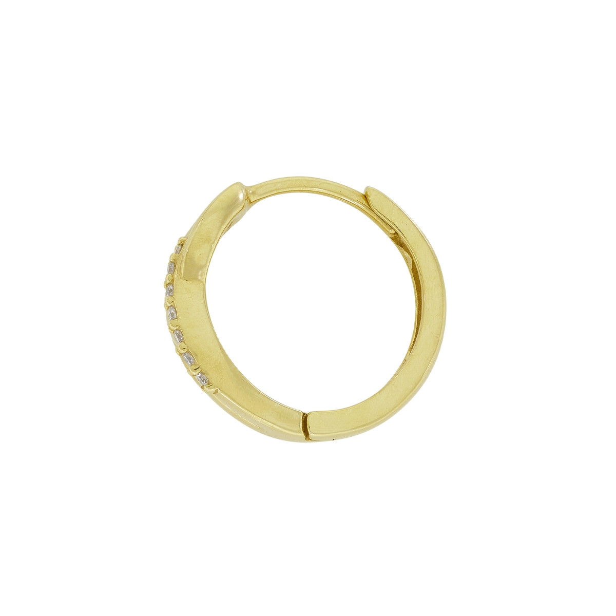 Candongas en oro amarillo de 18 Kilates, Franjas, con diamantes de 0.07 Ct, 2 mm. de ancho