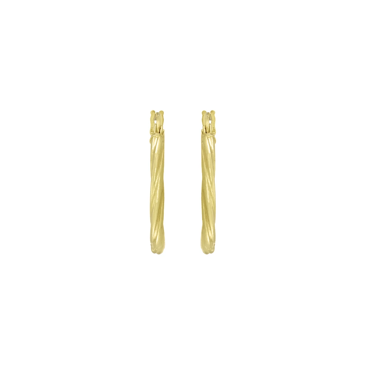 Candongas en oro amarillo de 18 Kilates, Melcocha, 2 mm. de ancho