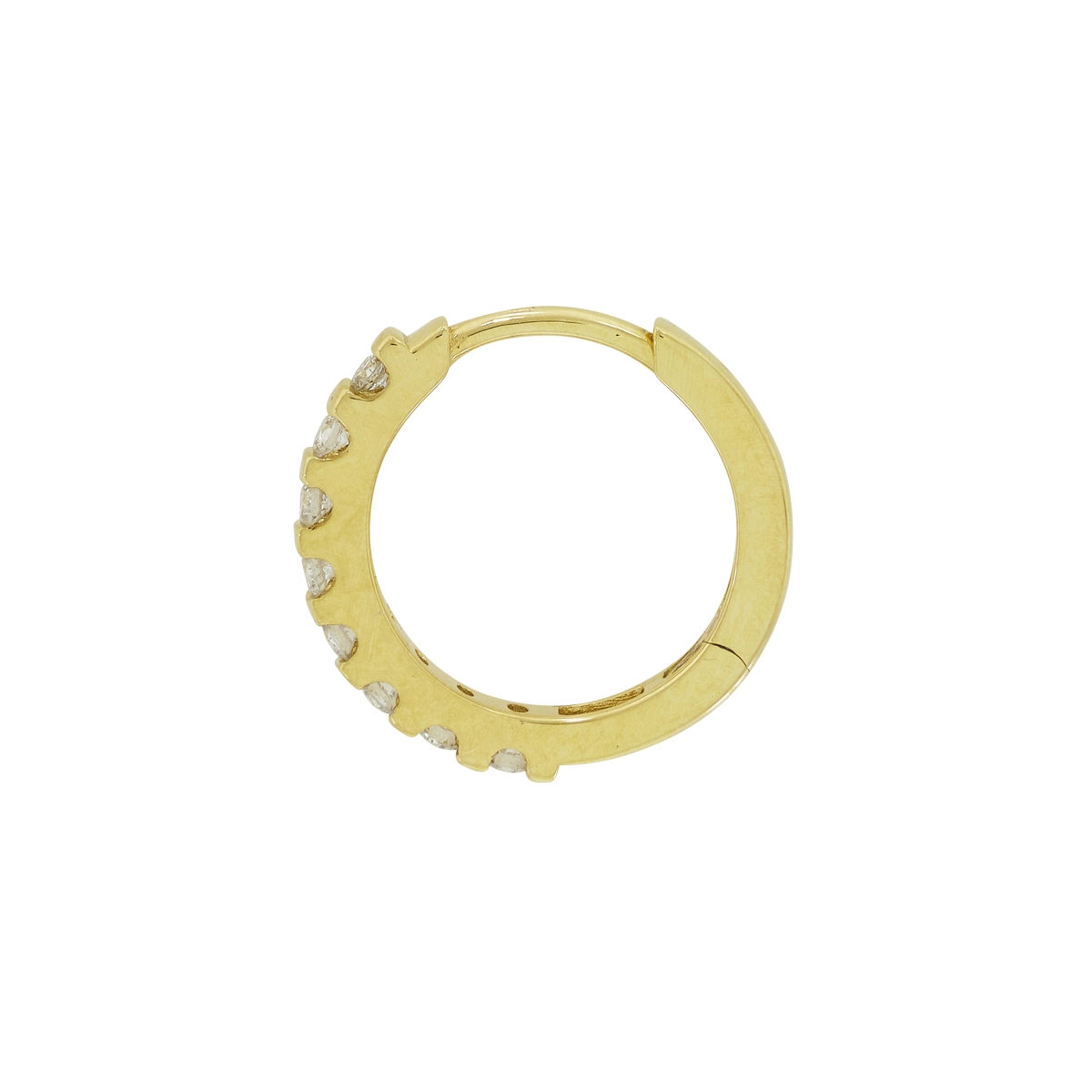 Candongas en oro amarillo de 18 Kilates, Plana, con diamantes de 0.24 Ct, 1.50 mm. de ancho