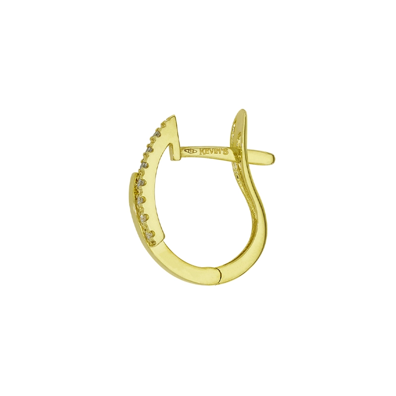 Candongas en oro amarillo de 18 Kilates, Plana, con diamantes de 0.08 Ct, 1 mm. de ancho