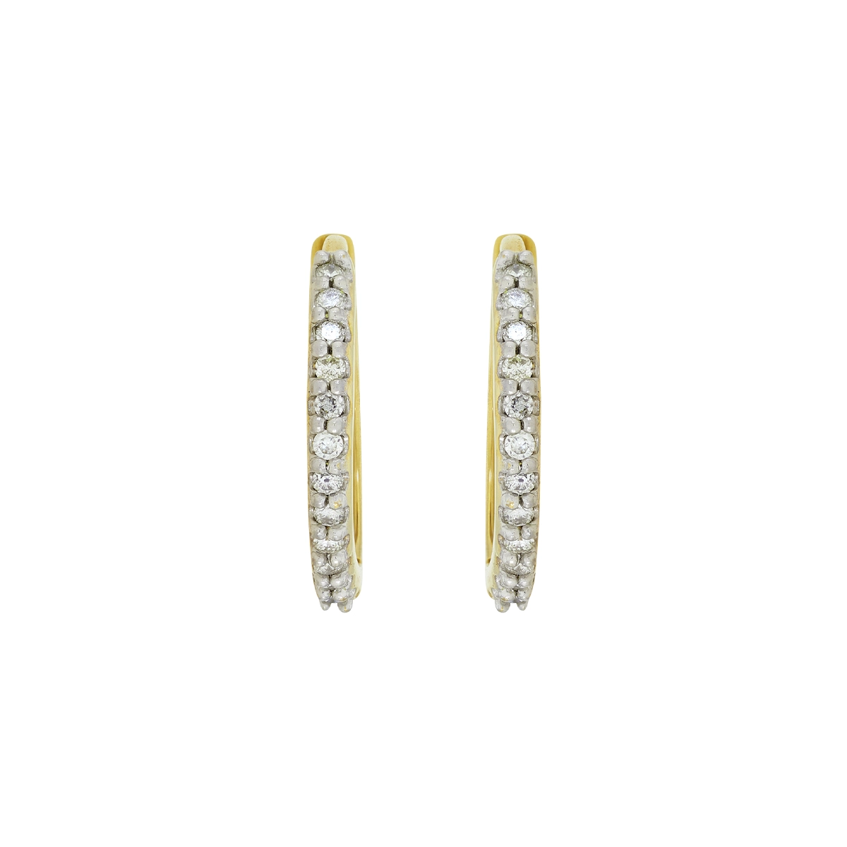 Candongas en oro amarillo de 18 Kilates, Plana, con diamantes de 0.21 Ct, 1.50 mm. de ancho