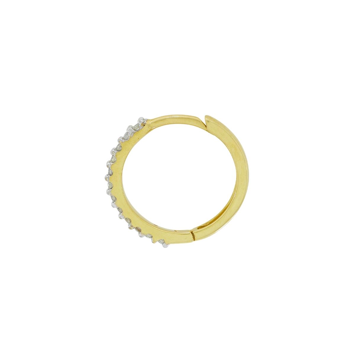 Candongas en oro amarillo de 18 Kilates, Plana, con diamantes de 0.21 Ct, 1.50 mm. de ancho