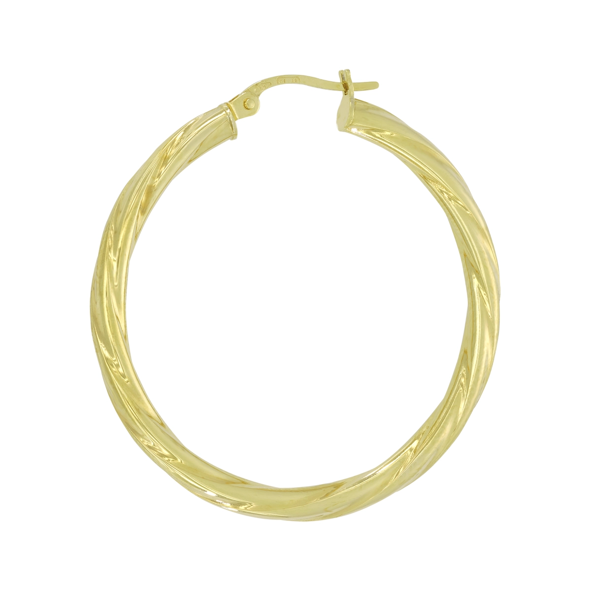 Candongas en oro amarillo de 18 Kilates, Melcocha, 3 mm. de ancho