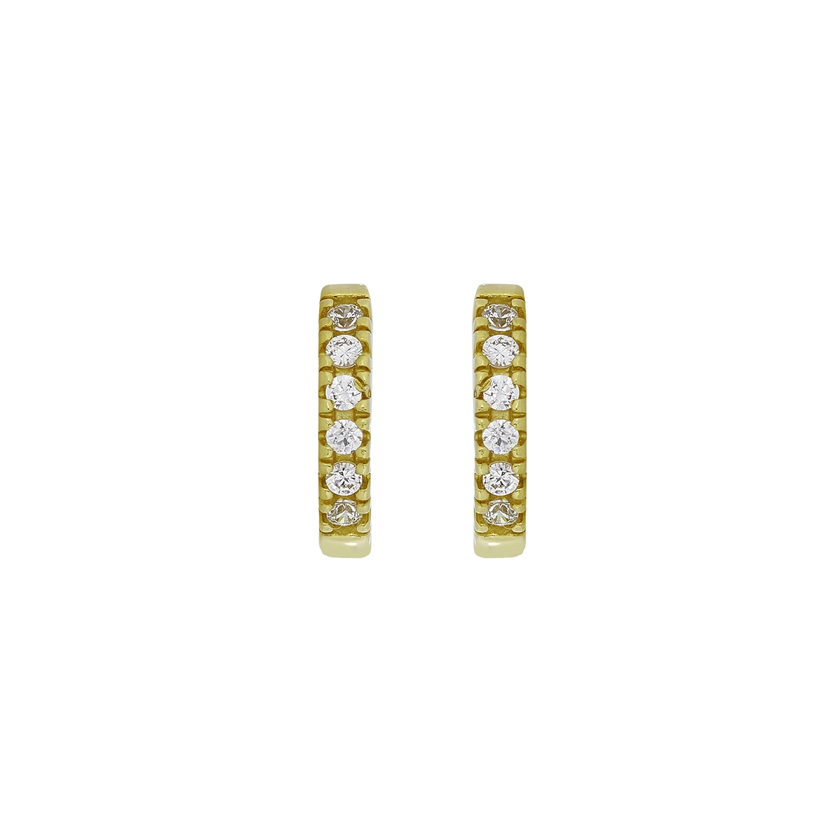 Candongas en oro amarillo de 18 Kilates, Plana, con zircones, 1.50 mm. de ancho