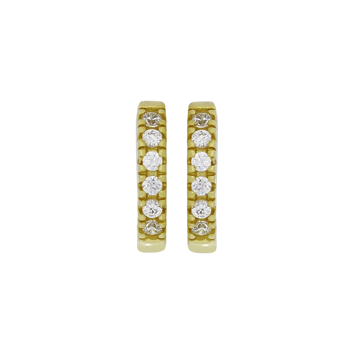 Candongas en oro amarillo de 18 Kilates, Plana, con zircones, 1.50 mm. de ancho