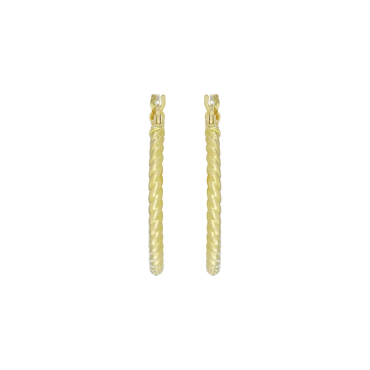 Candongas en oro amarillo de 18 Kilates, Entorchada, 2 mm. de ancho