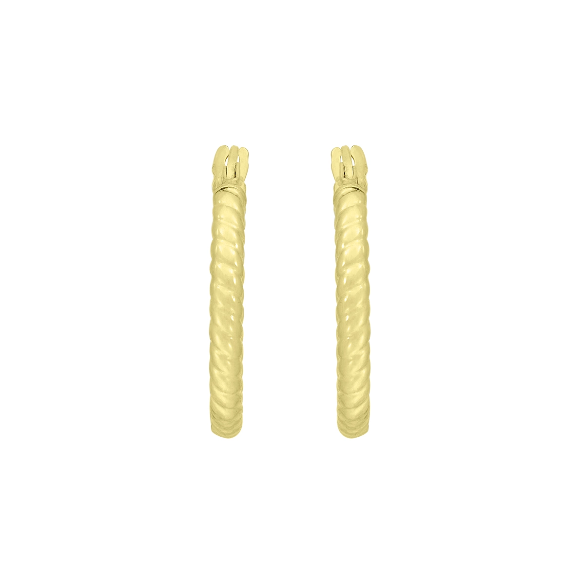 Candongas en oro amarillo de 18 Kilates, Entorchada, 2 mm. de ancho