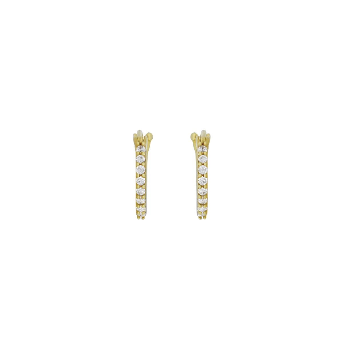 Candongas en oro amarillo de 18 Kilates, Plana, con zircones, 1 mm. de ancho