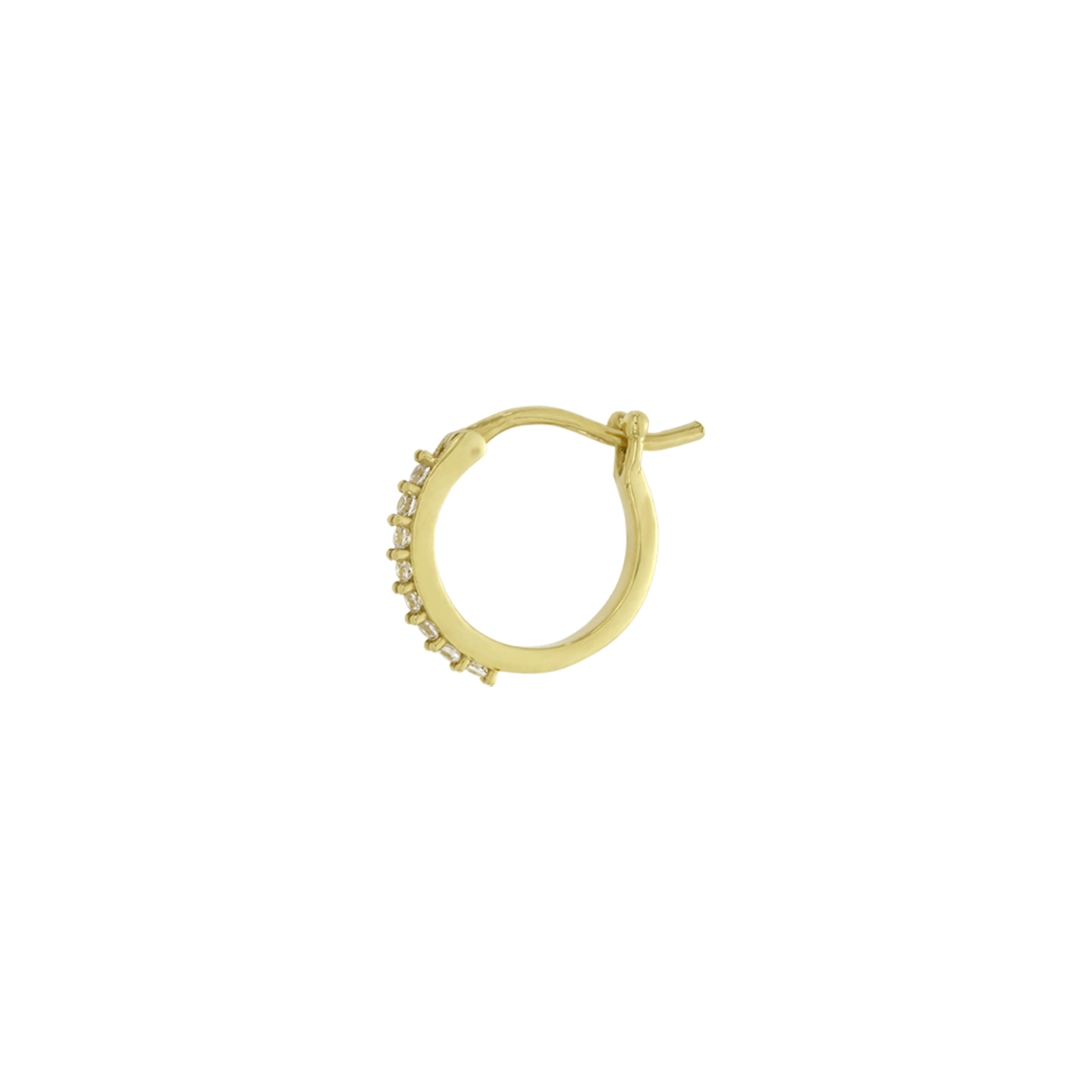Candongas en oro amarillo de 18 Kilates, Plana, con zircones, 1 mm. de ancho