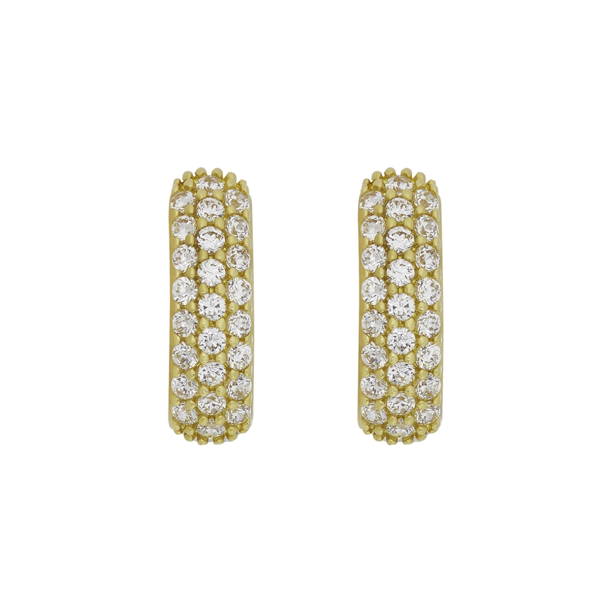 Candongas en oro amarillo de 18 Kilates, 1/2 caña, con zircones, 3.50 mm. de ancho