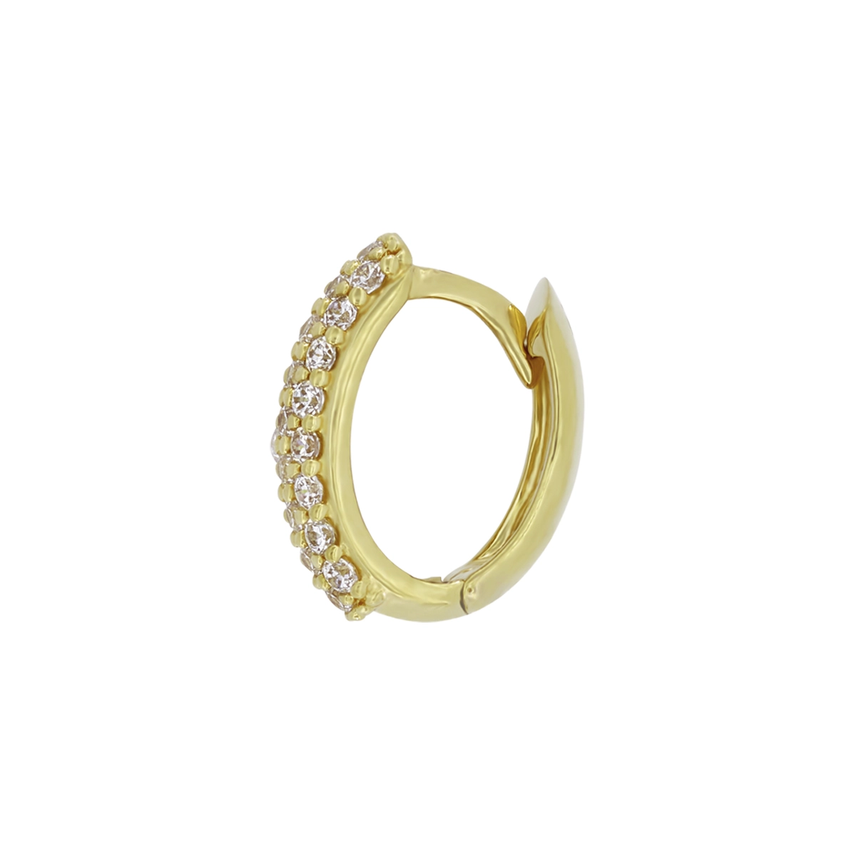 Candongas en oro amarillo de 18 Kilates, 1/2 caña, con zircones, 3.50 mm. de ancho