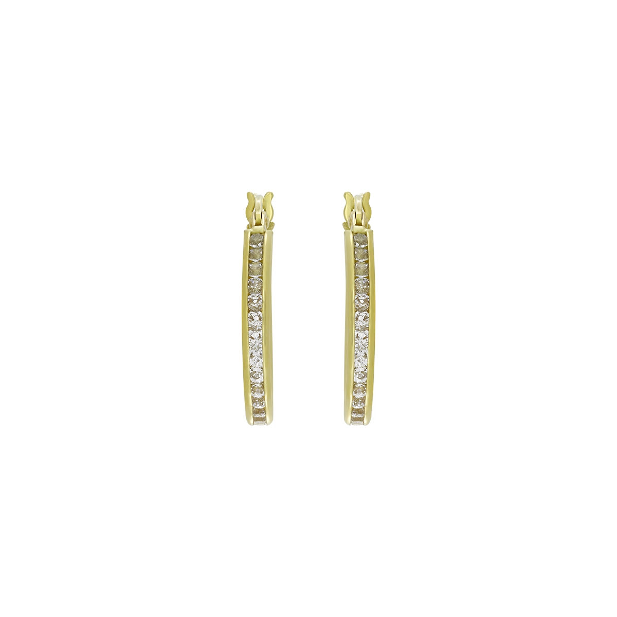 Candongas en oro amarillo de 18 Kilates, con zircones, 2 mm. de ancho