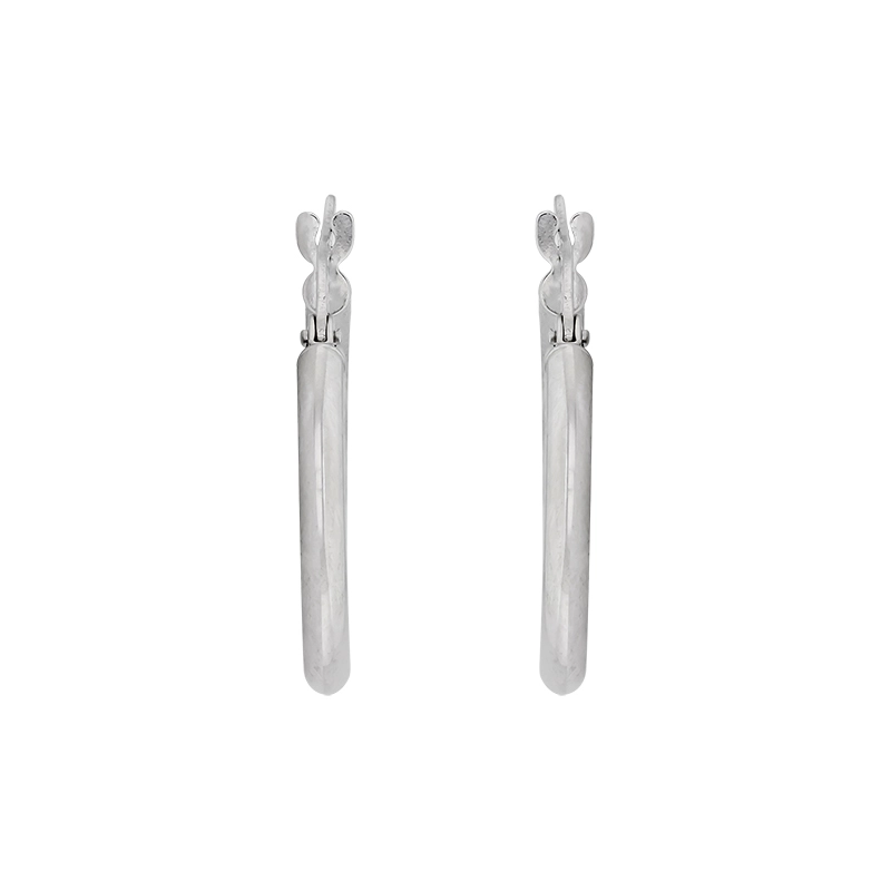 Candongas en oro blanco de 18 Kilates, Tubo, 2 mm. de ancho