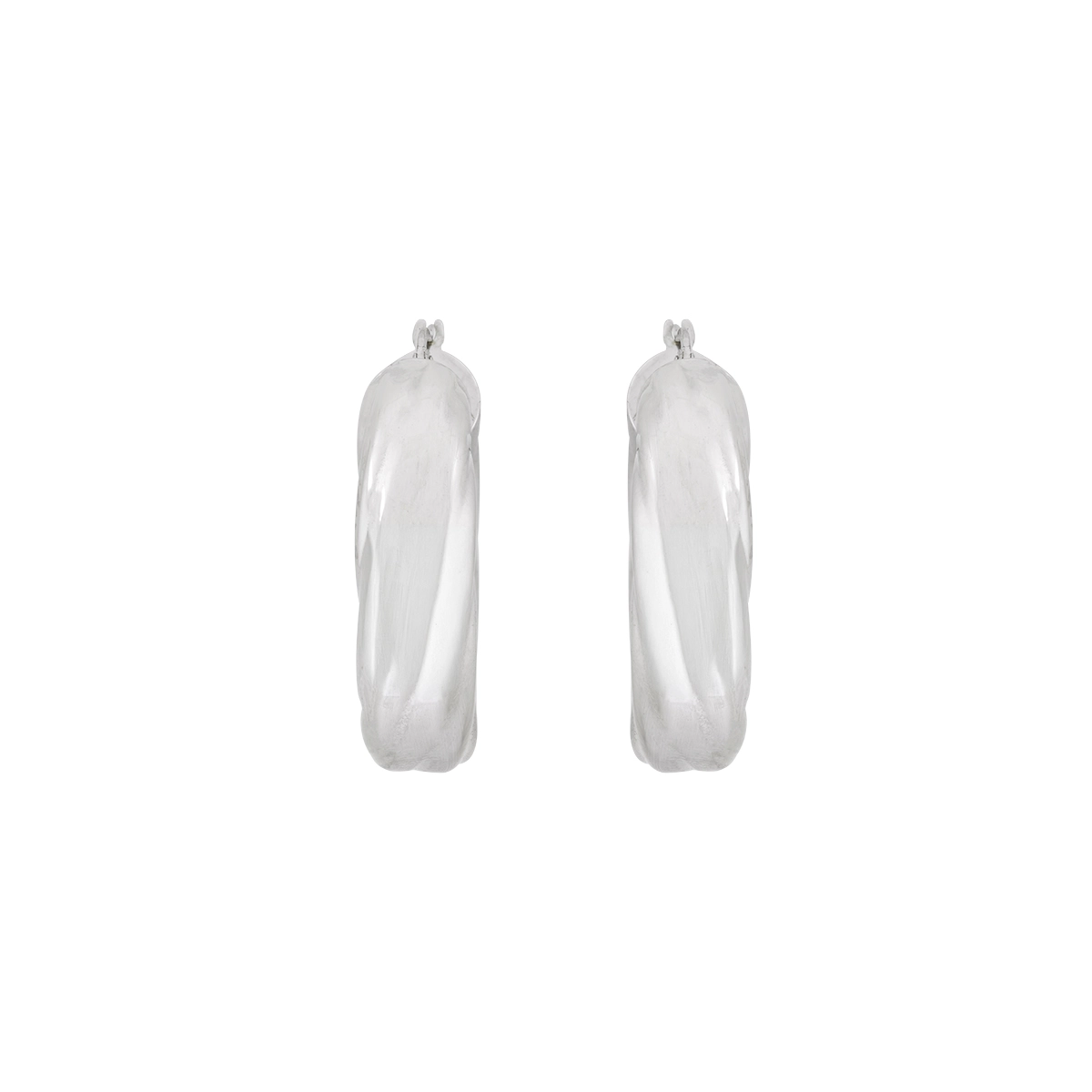 Candongas en oro blanco de 18 Kilates, Semientorchada, 9 mm. de ancho