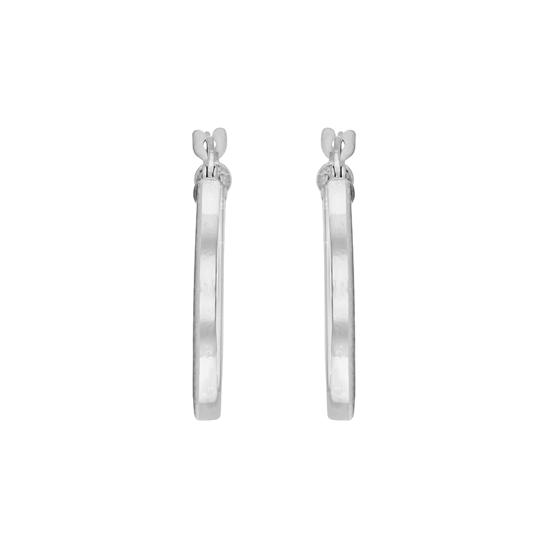 Candongas en oro blanco de 18 Kilates, Plana, 2 mm. de ancho