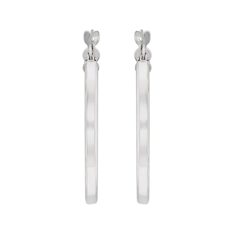 Candongas en oro blanco de 18 Kilates, Plana, 2 mm. de ancho