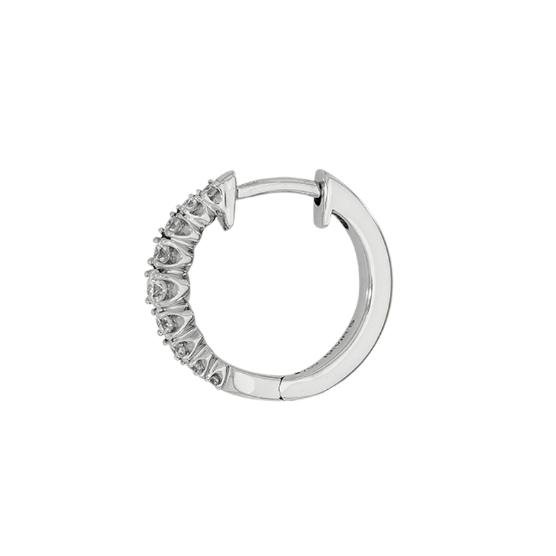 Candongas en oro blanco de 18 Kilates, Plana, con diamantes de 0.30 Ct, 2 mm. de ancho
