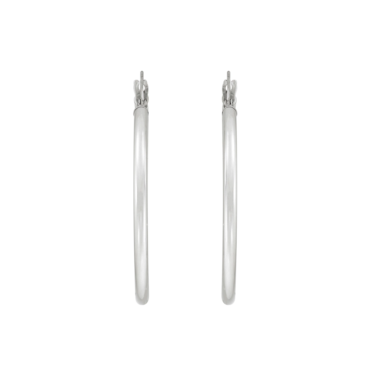 Candongas en oro blanco de 18 Kilates, Tubo, 2 mm. de ancho