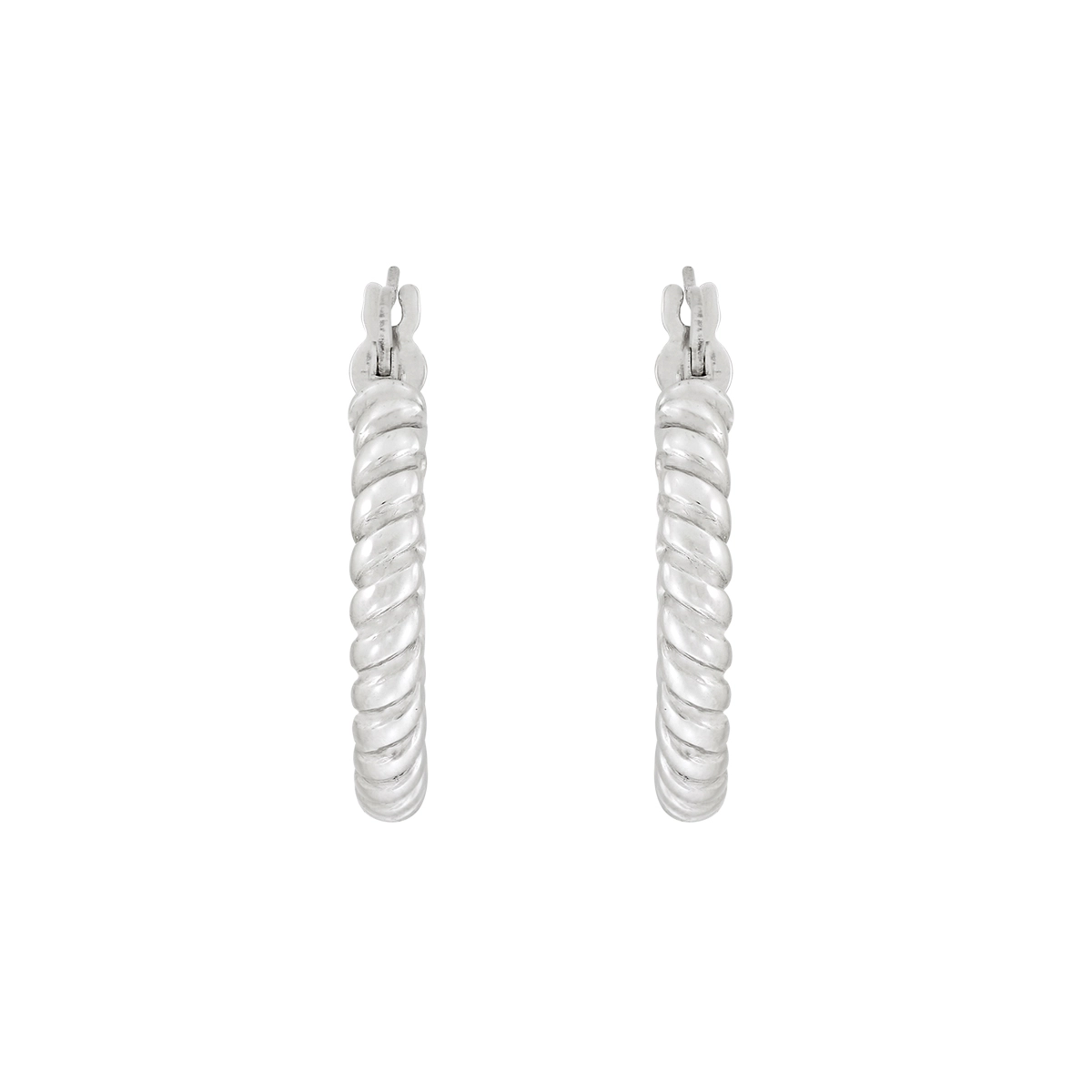 Candongas en oro blanco de 18 Kilates, Entorchada, 3 mm. de ancho