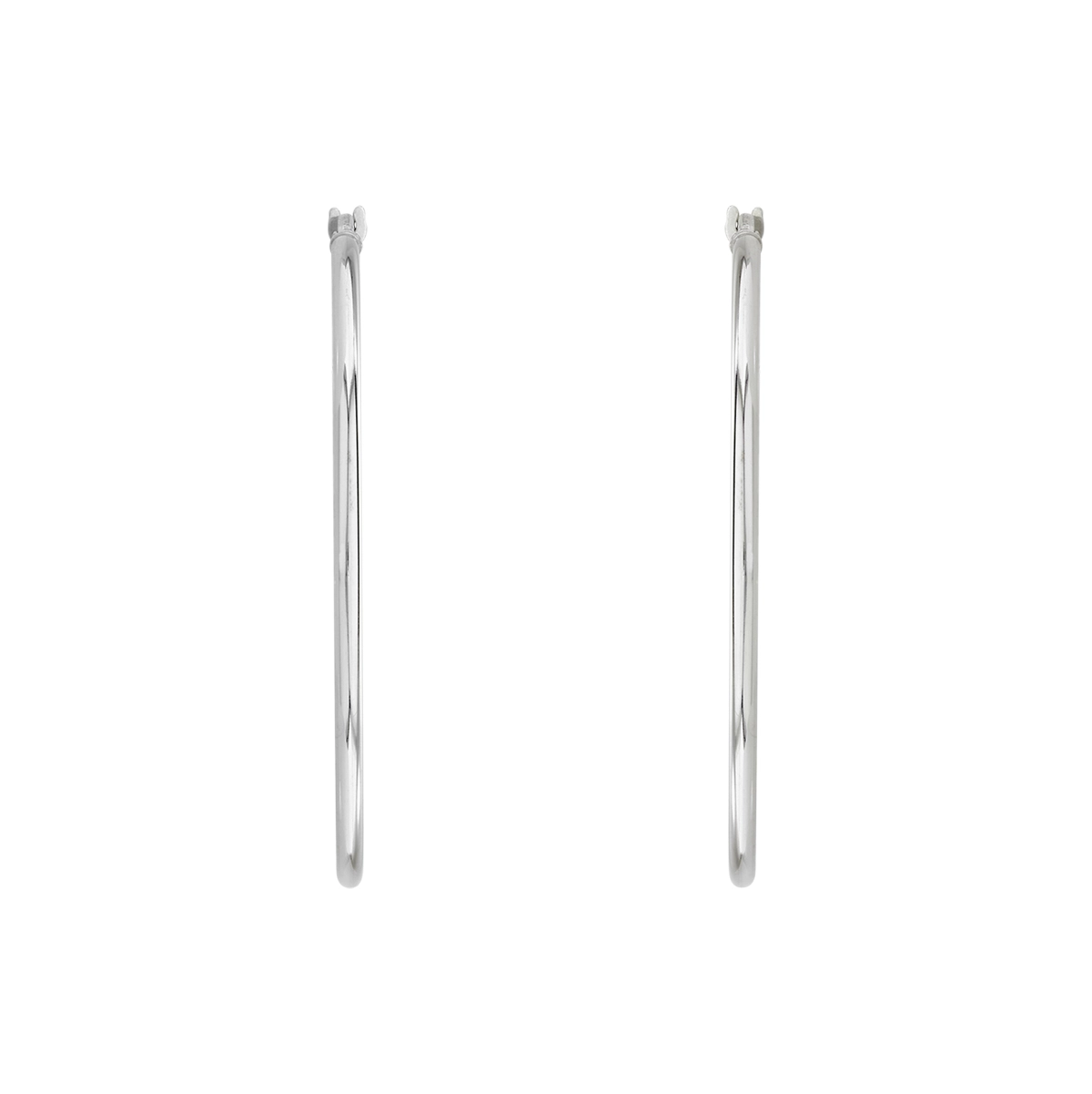 Candongas en oro blanco de 18 Kilates, Tubo, 2 mm. de ancho